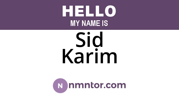Sid Karim