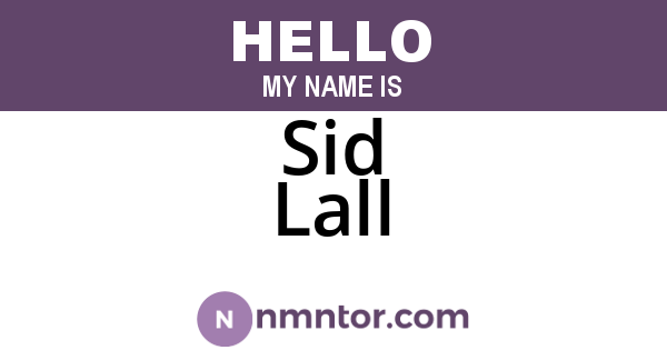 Sid Lall