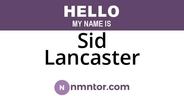 Sid Lancaster