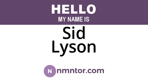 Sid Lyson