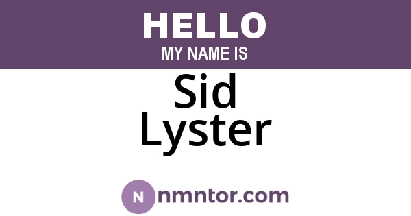 Sid Lyster