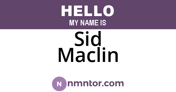 Sid Maclin