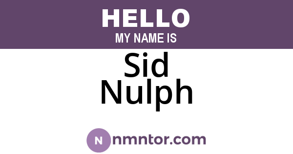 Sid Nulph