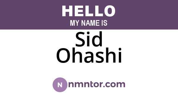 Sid Ohashi