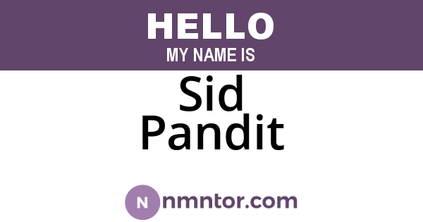 Sid Pandit