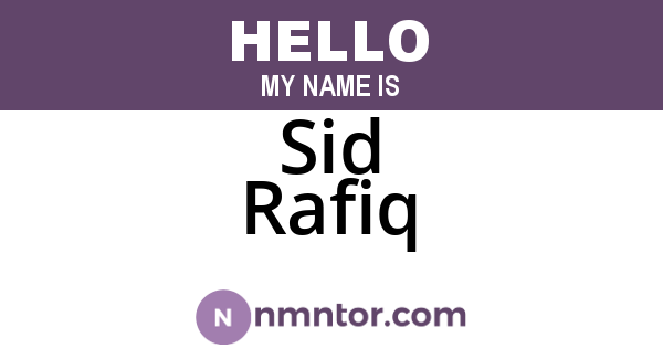 Sid Rafiq