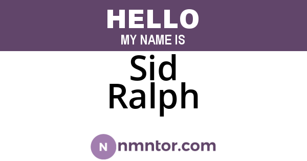 Sid Ralph