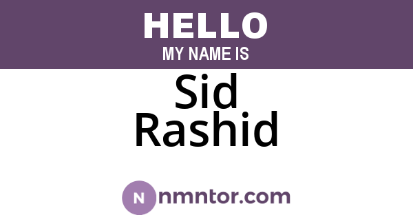 Sid Rashid