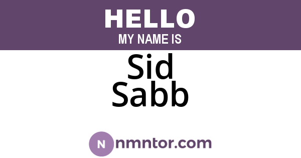 Sid Sabb