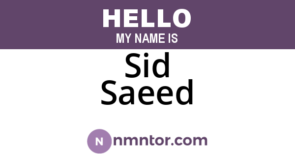 Sid Saeed
