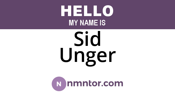 Sid Unger