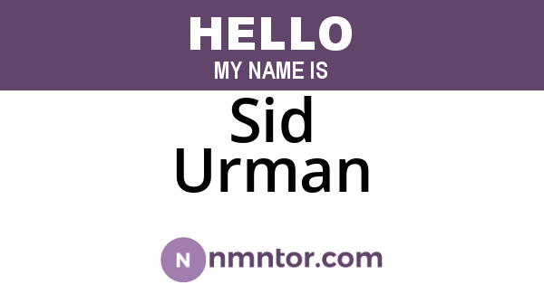 Sid Urman