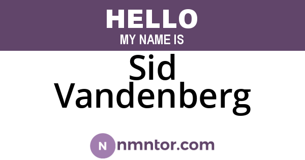 Sid Vandenberg