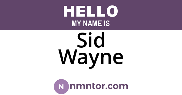 Sid Wayne