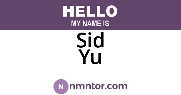 Sid Yu