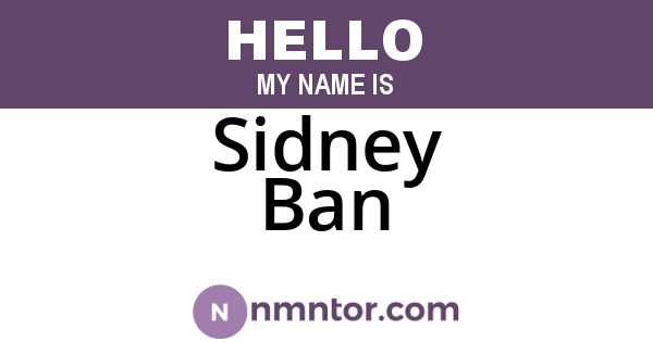 Sidney Ban