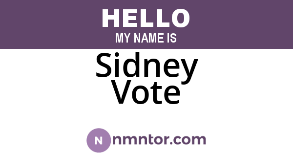 Sidney Vote