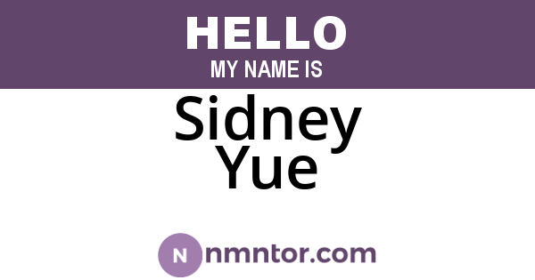 Sidney Yue