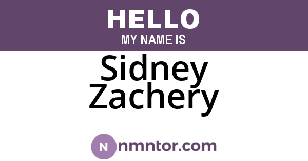 Sidney Zachery