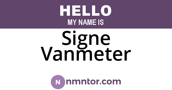 Signe Vanmeter