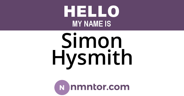 Simon Hysmith
