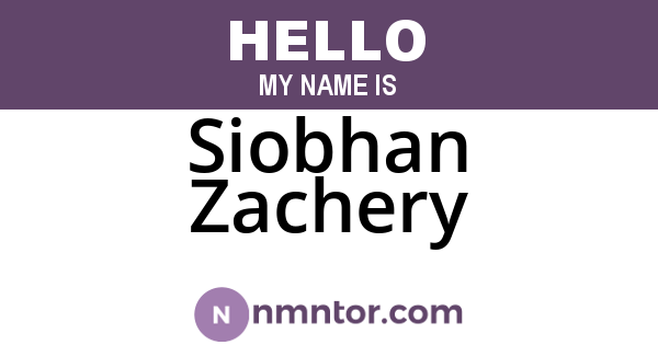 Siobhan Zachery
