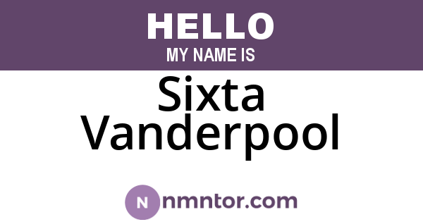 Sixta Vanderpool
