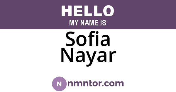 Sofia Nayar