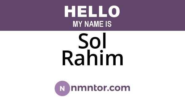 Sol Rahim