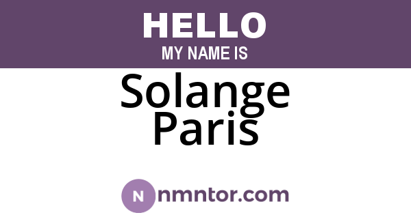 Solange Paris