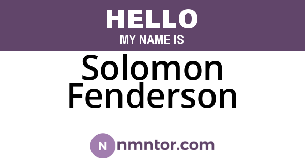 Solomon Fenderson