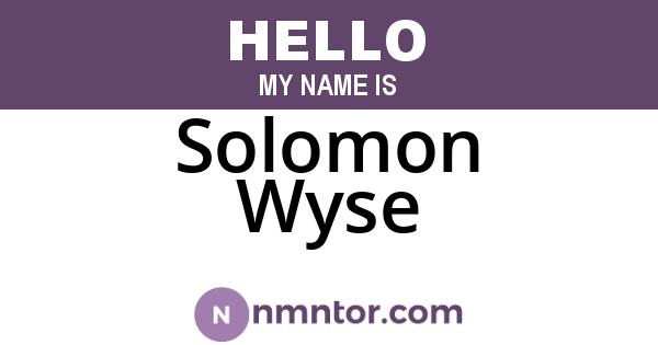 Solomon Wyse