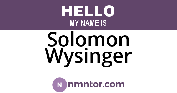 Solomon Wysinger