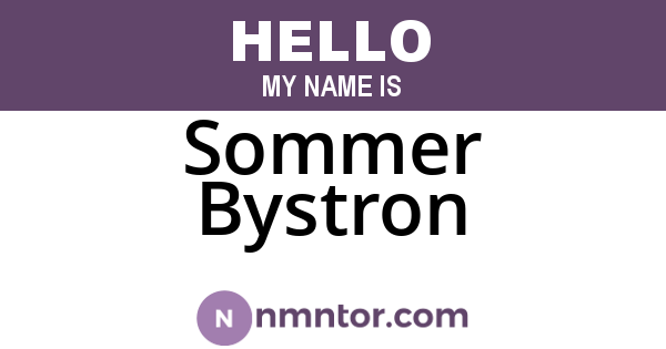 Sommer Bystron