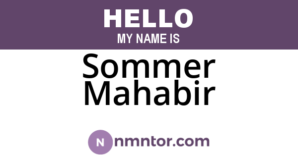 Sommer Mahabir
