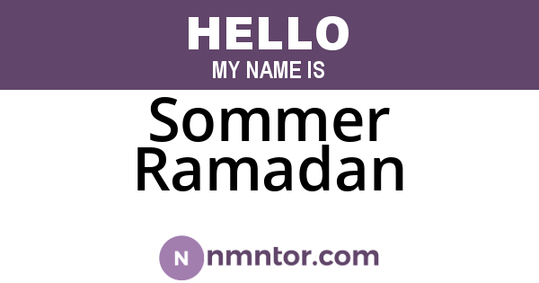 Sommer Ramadan