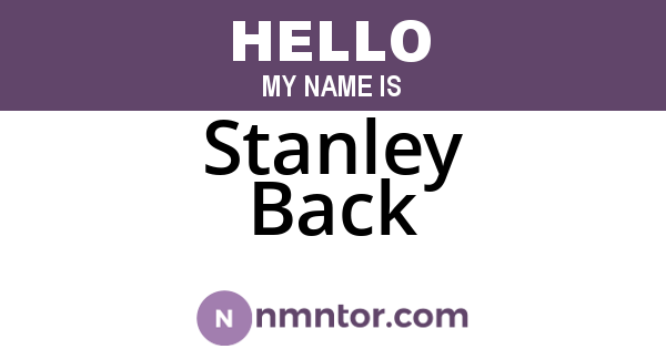 Stanley Back