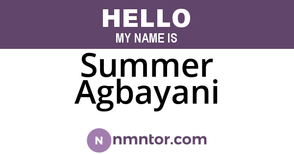 Summer Agbayani