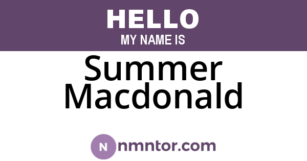 Summer Macdonald