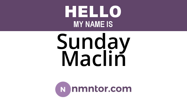 Sunday Maclin