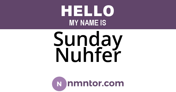Sunday Nuhfer