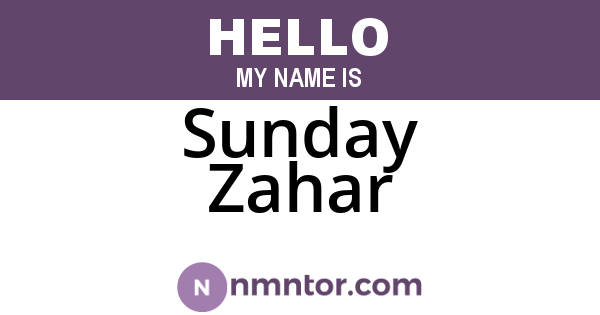 Sunday Zahar