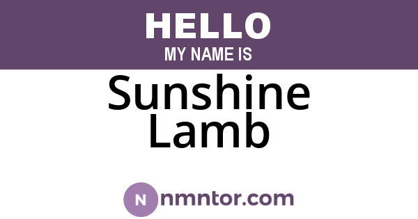 Sunshine Lamb