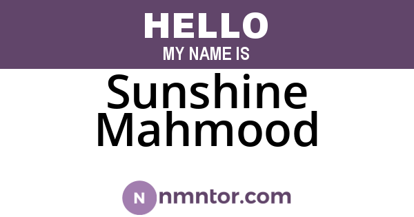 Sunshine Mahmood