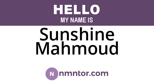 Sunshine Mahmoud