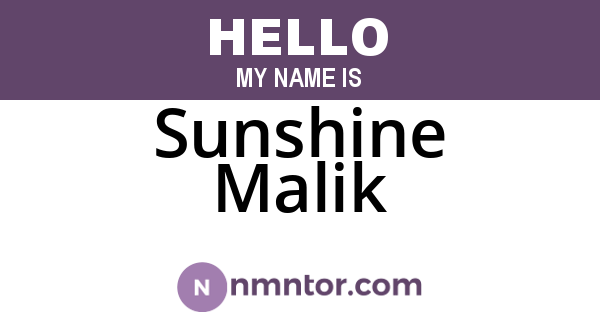 Sunshine Malik