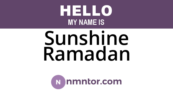 Sunshine Ramadan