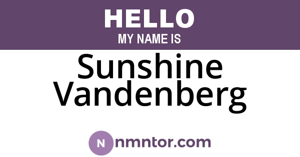 Sunshine Vandenberg