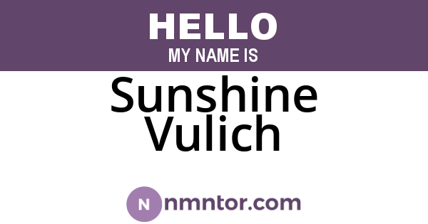Sunshine Vulich