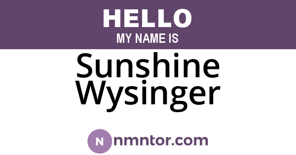 Sunshine Wysinger